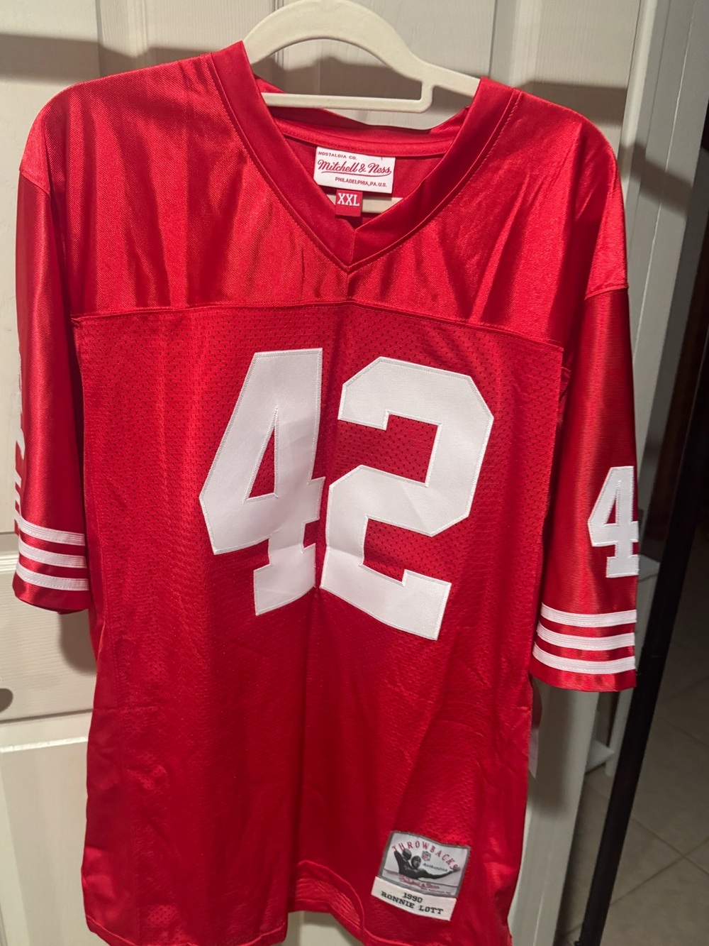 Mitchell & Ness Ronnie Lott San Francisco 49ers 1990 Throwback Jersey Red Men 54